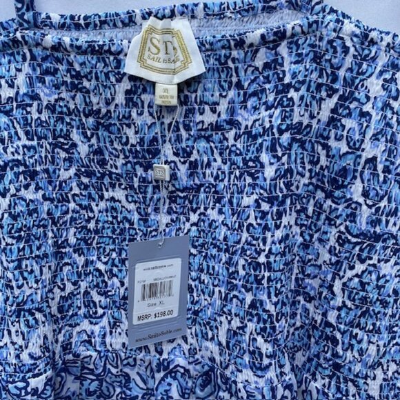 Sail to Sable Size XL NWT Medallion print Blue and White dress - Picture 3 of 5